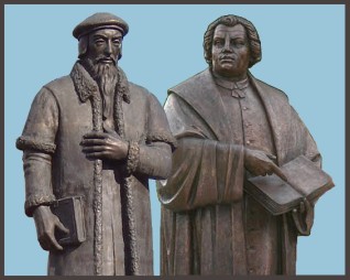 Image result for luther and calvin with the bible